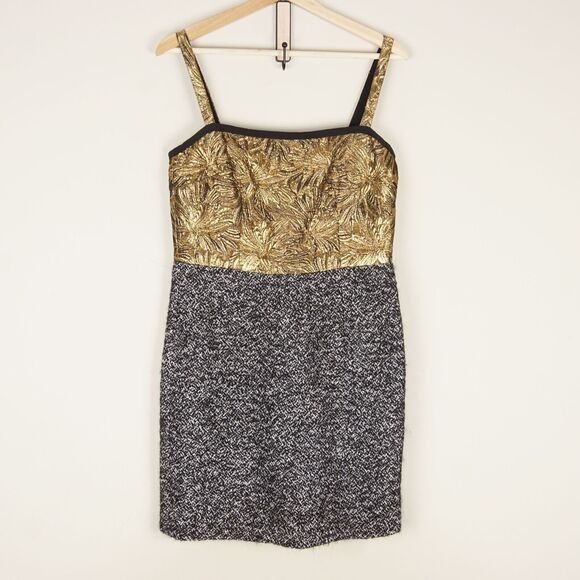 Dolce & Gabbana Colorblock Gold Brocade Tweed Sleeveless Dress Womens Sz 44 US 8 - Picture 1 of 11